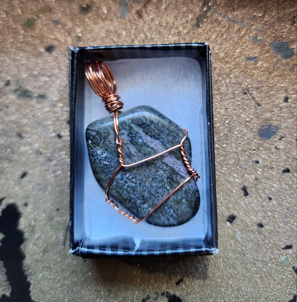Wire Wrapped Stone Pendant Necklace